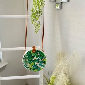 Round Rattan Straw Leaf Bag Purse New